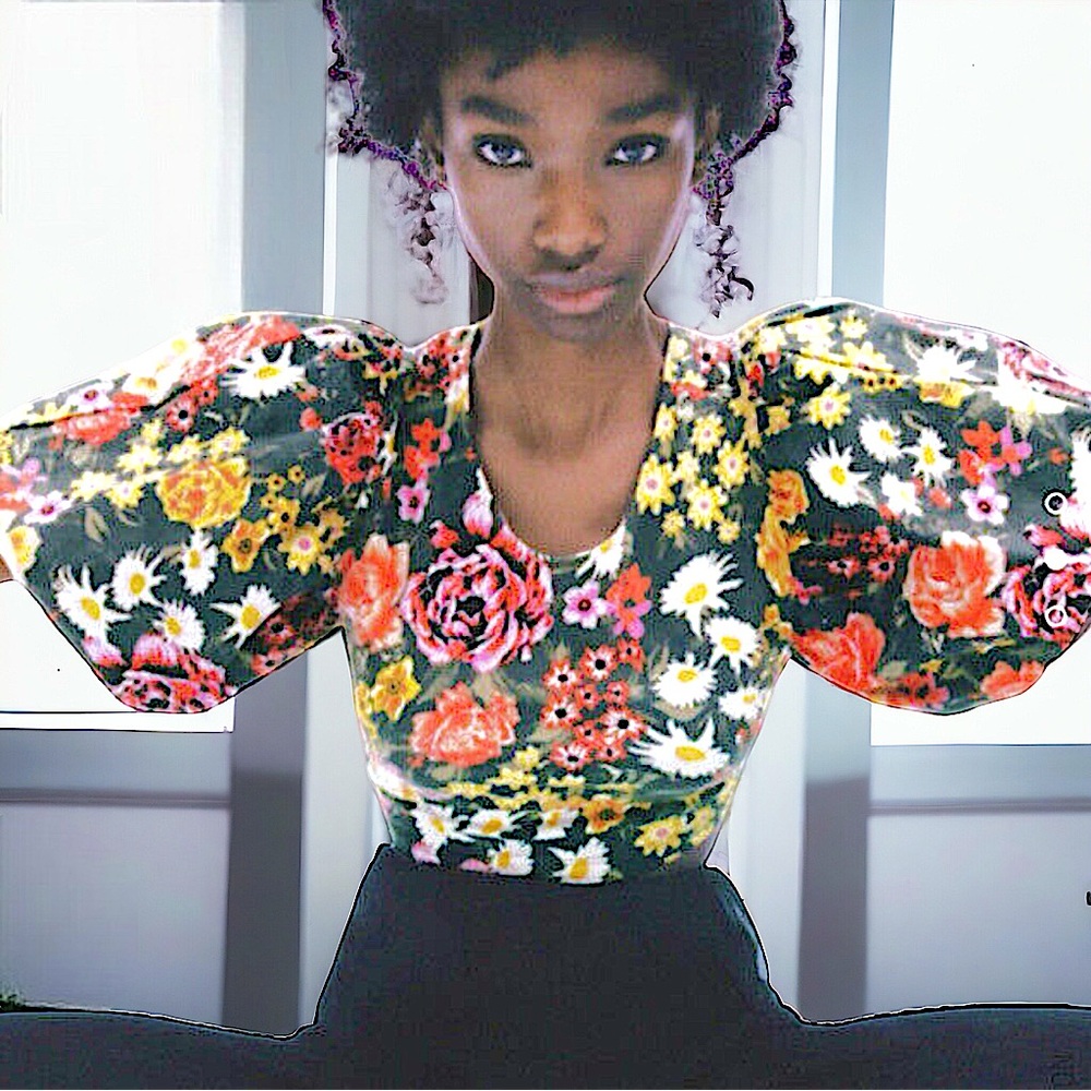 Zara Floral Print Puff Sleeve Crop Top NWT Medium